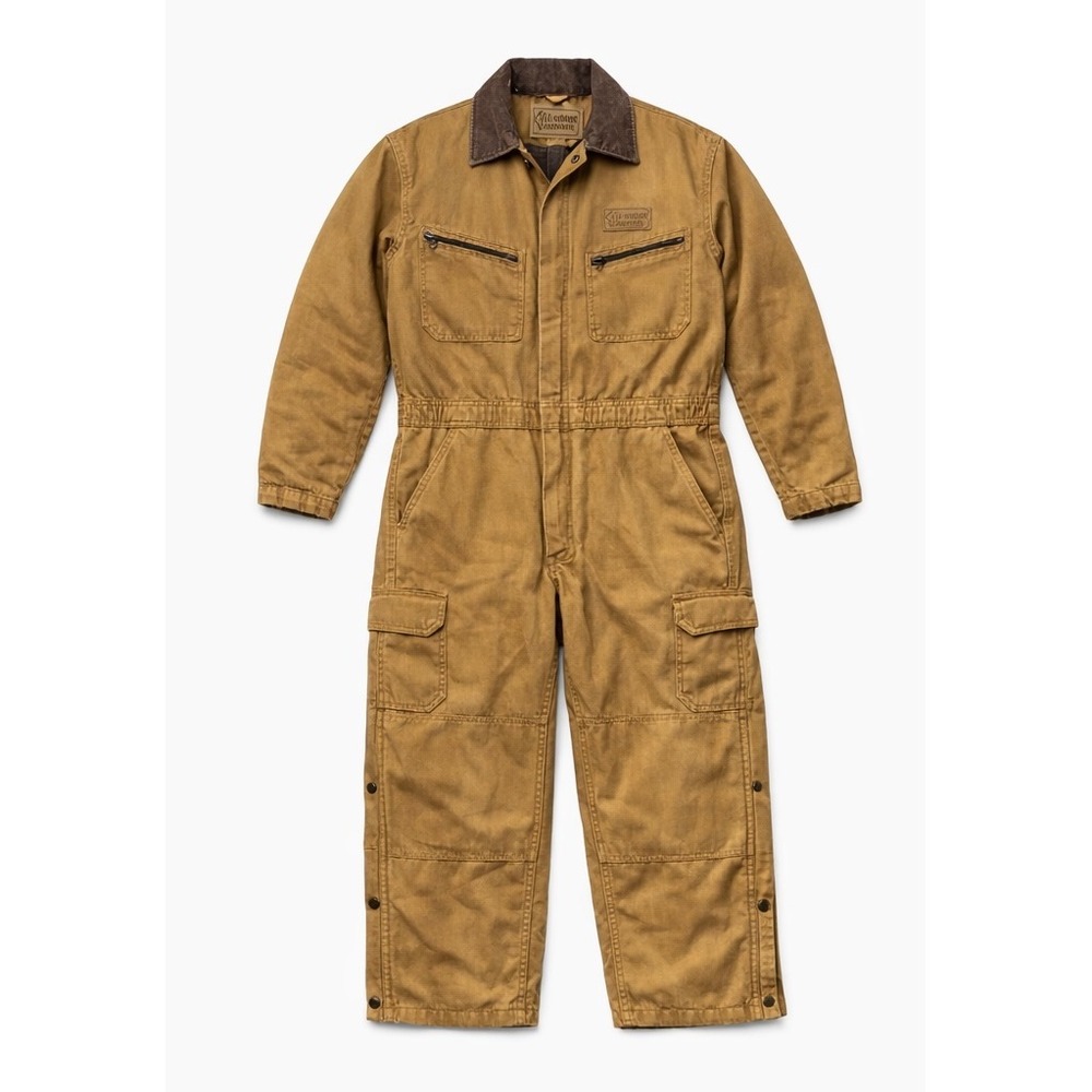 Schmidt Workwear Insulated Duck Canvas Coveralls Tan Brown Lined Men Small Short